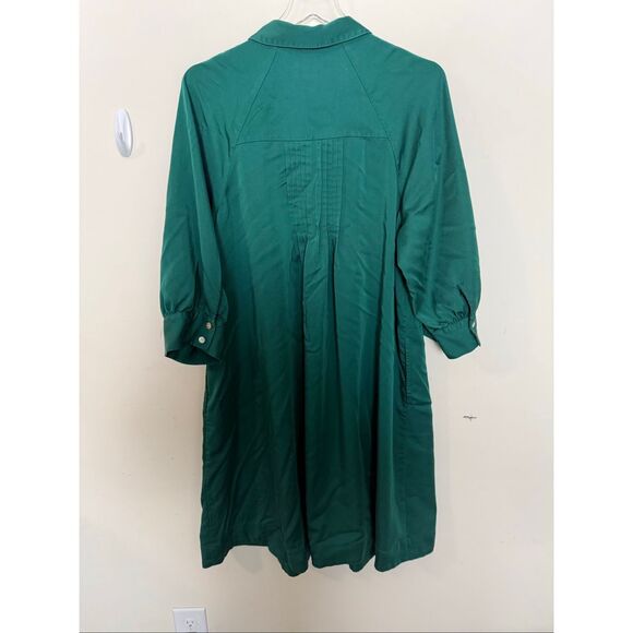 J. Jill Green Button Front Shirt Dress XL Workwear Classic Modest - Picture 5 of 5